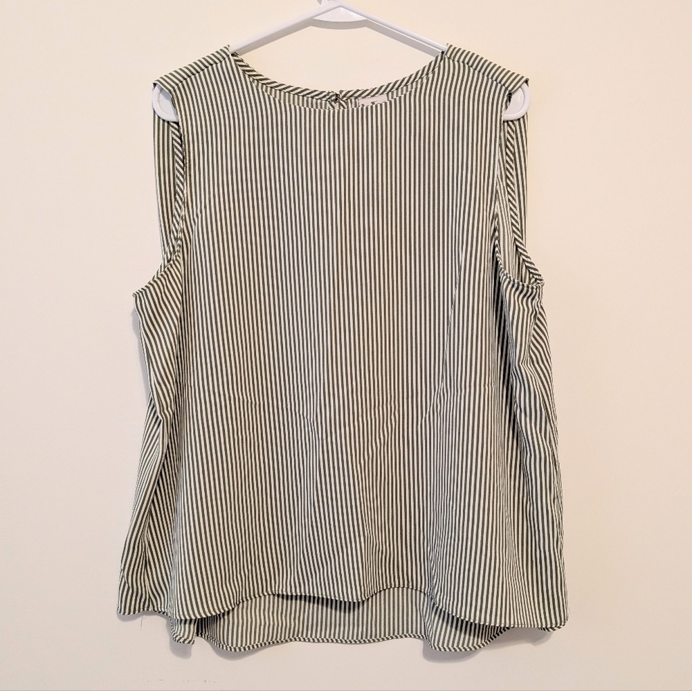 Worthington Striped Green Tank, Size Large